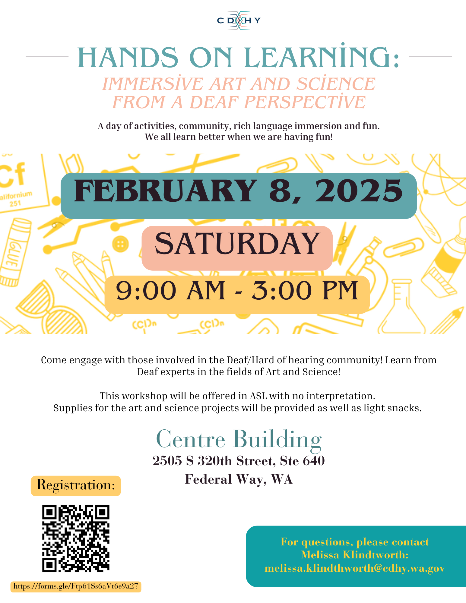 Hands On Learning - Immersive Art and Science from A Deaf Perspective flyer